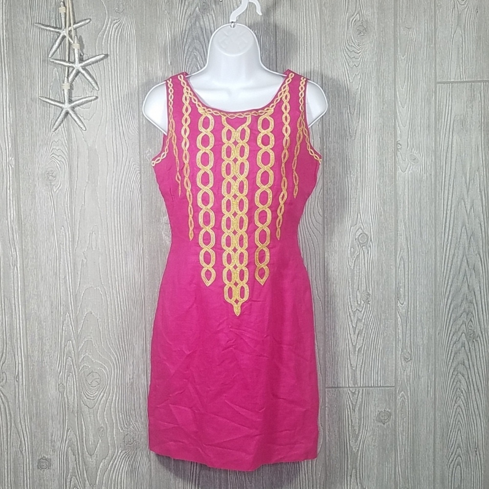 JENNA Dress Size 4 Pink Sleeveless Embroidered Party Summer